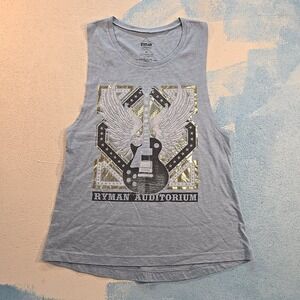 Ryman Auditorium Men M Gray Muscle T-Shirt Wings Guitar Graphic Nashville TN EUC